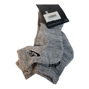 Nike Everyday Plus Socks Mens 8-12 Womens 10-13 Large Gray Ankle Dri-FIT 2 Pair